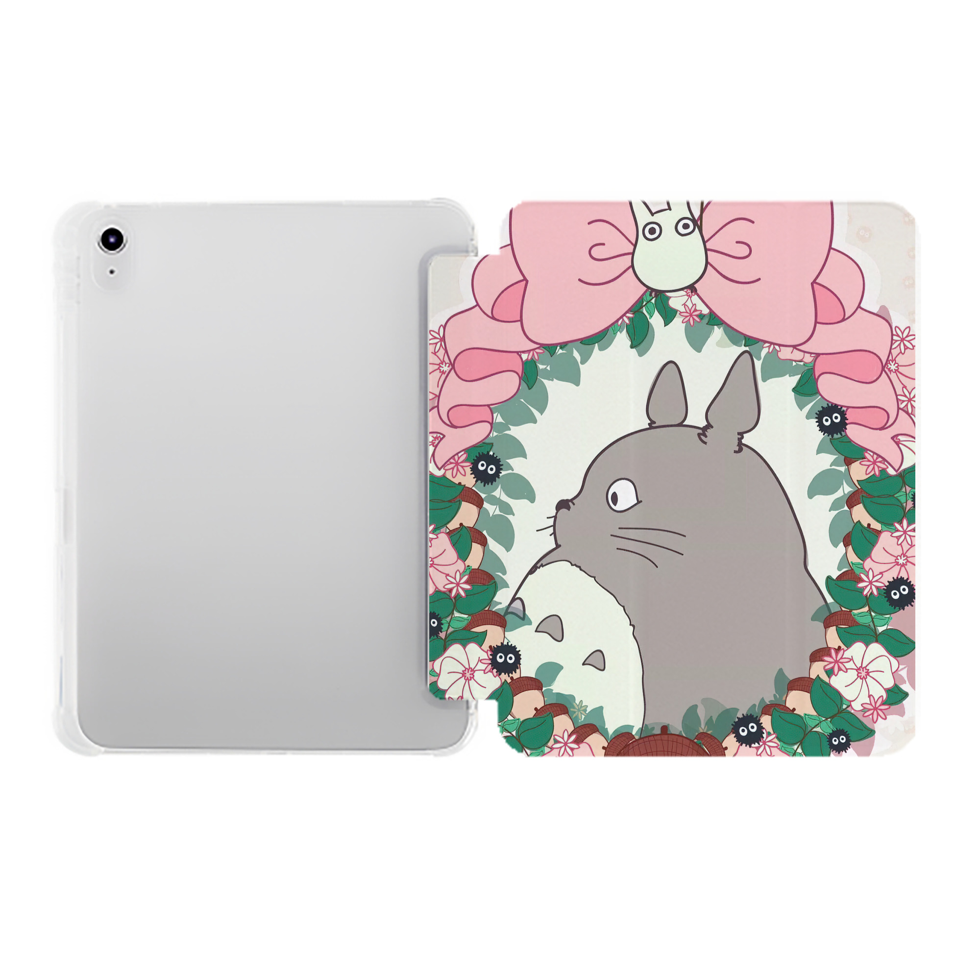 （画像用） となりのトトロ 草壁メイ 草壁サツキ My Neighbor Totoro Satsuki Kusakabe Mei Kusakabe IPad ケース ペン収納付き 三つ折りスタンド PUレザー×シリコン 対応機種9.5/10.5/10.9インチ